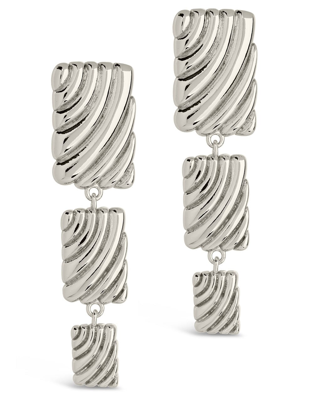 Haydée Triple Textured Drop Stud Earrings