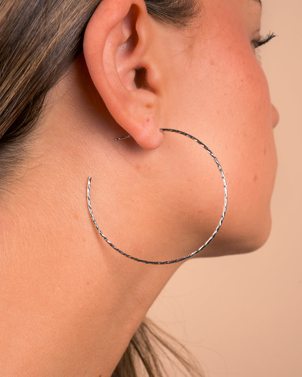 Sterling Silver Textured Hoops