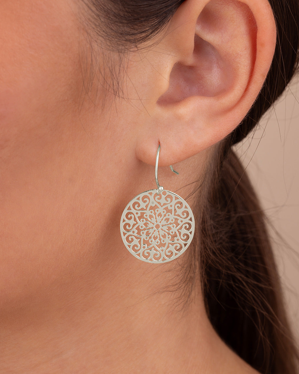 Sterling Silver Round Filigree Dangle Earrings