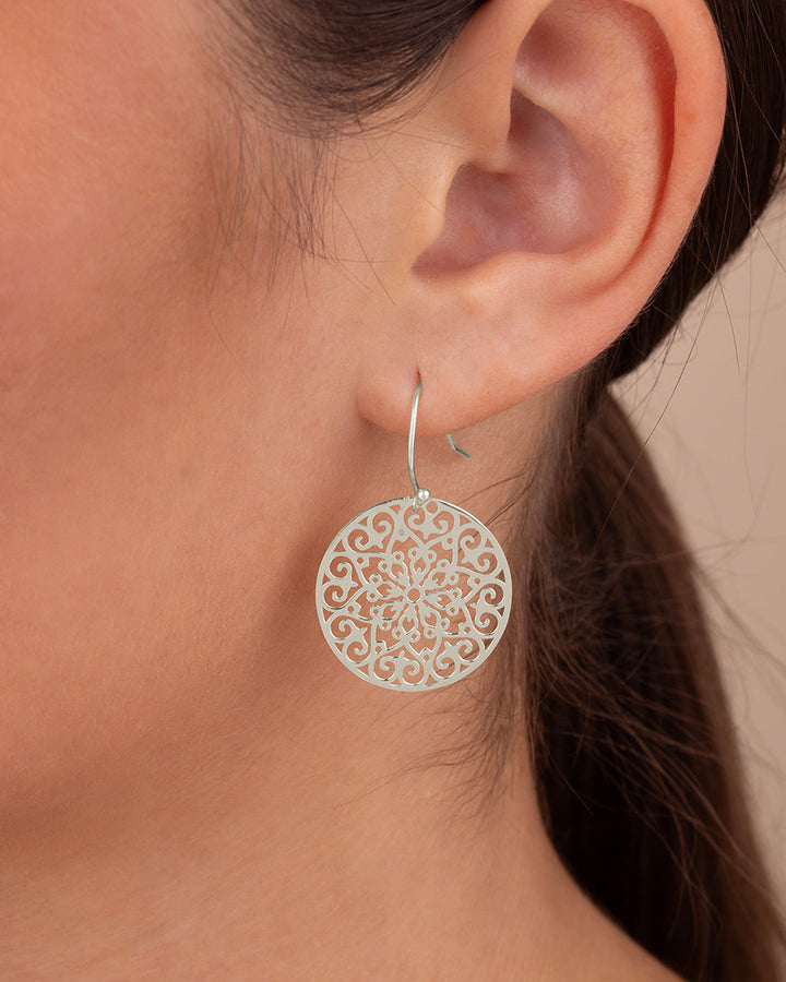 Sterling Silver Round Filigree Dangle Earrings