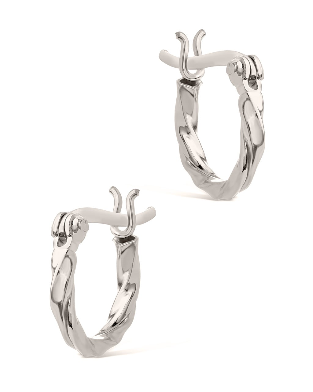 Sterling Silver Simple Twist Hoop Earrings