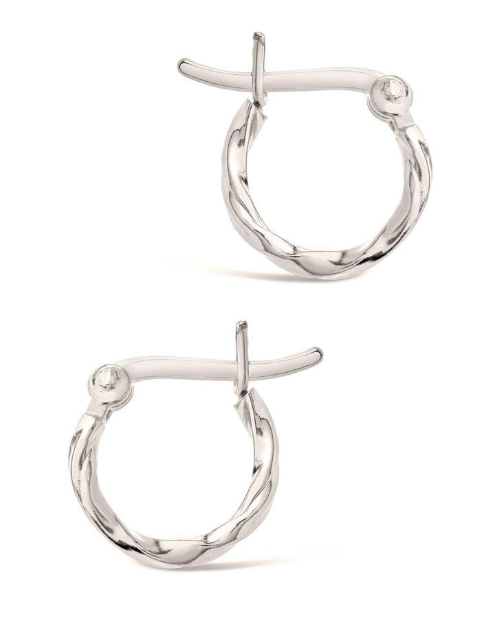 Sterling Silver Simple Twist Hoop Earrings