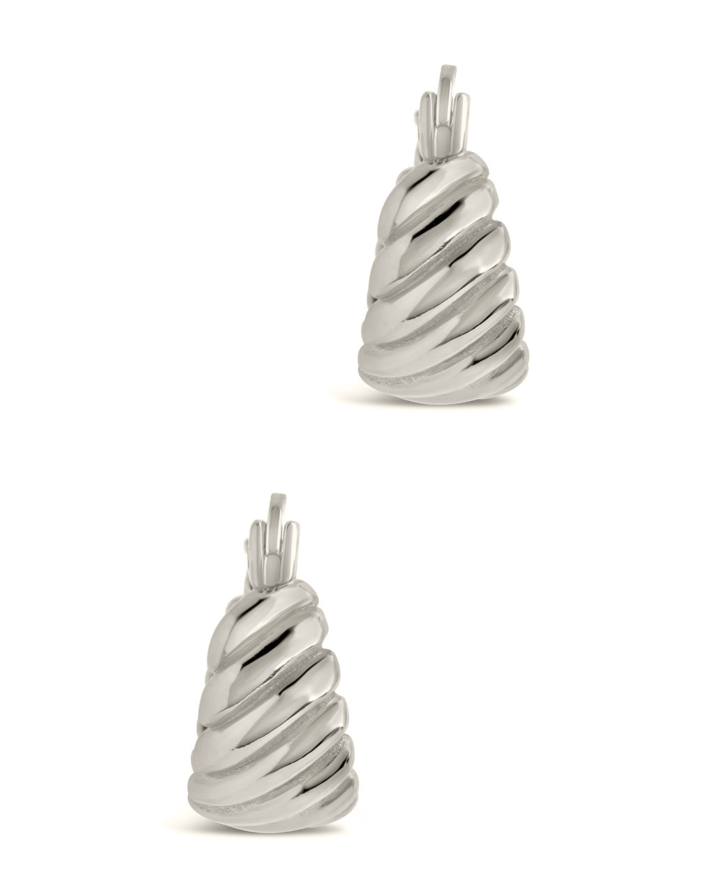 Sterling Silver Croissant Dome Hoop Earrings