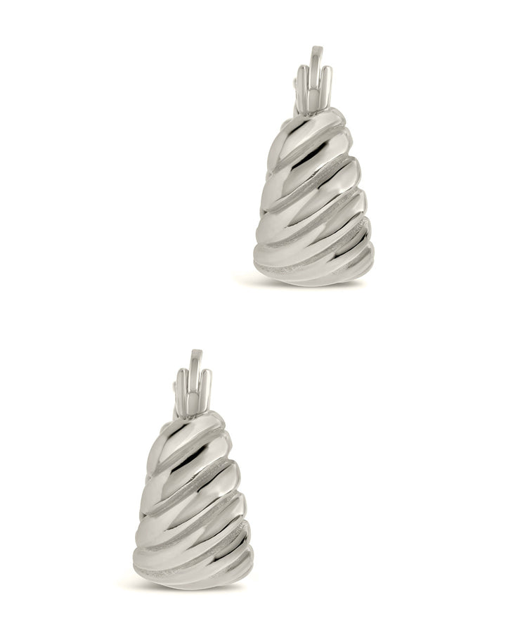 Sterling Silver Croissant Dome Hoop Earrings