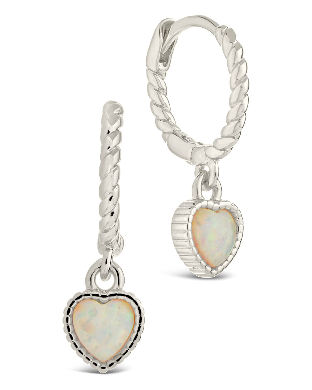 Meredith Braided Opal Heart Drop Hoop Earrings