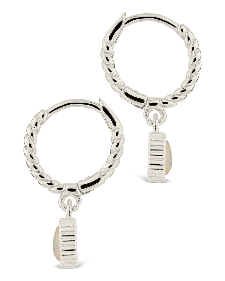 Meredith Braided Opal Heart Drop Hoop Earrings