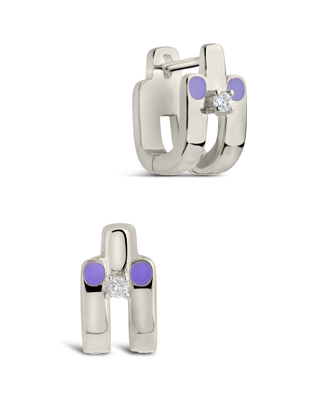 Zella CZ & Enamel Huggie Hoop Earrings
