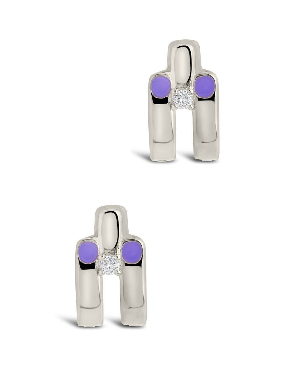 Zella CZ & Enamel Huggie Hoop Earrings