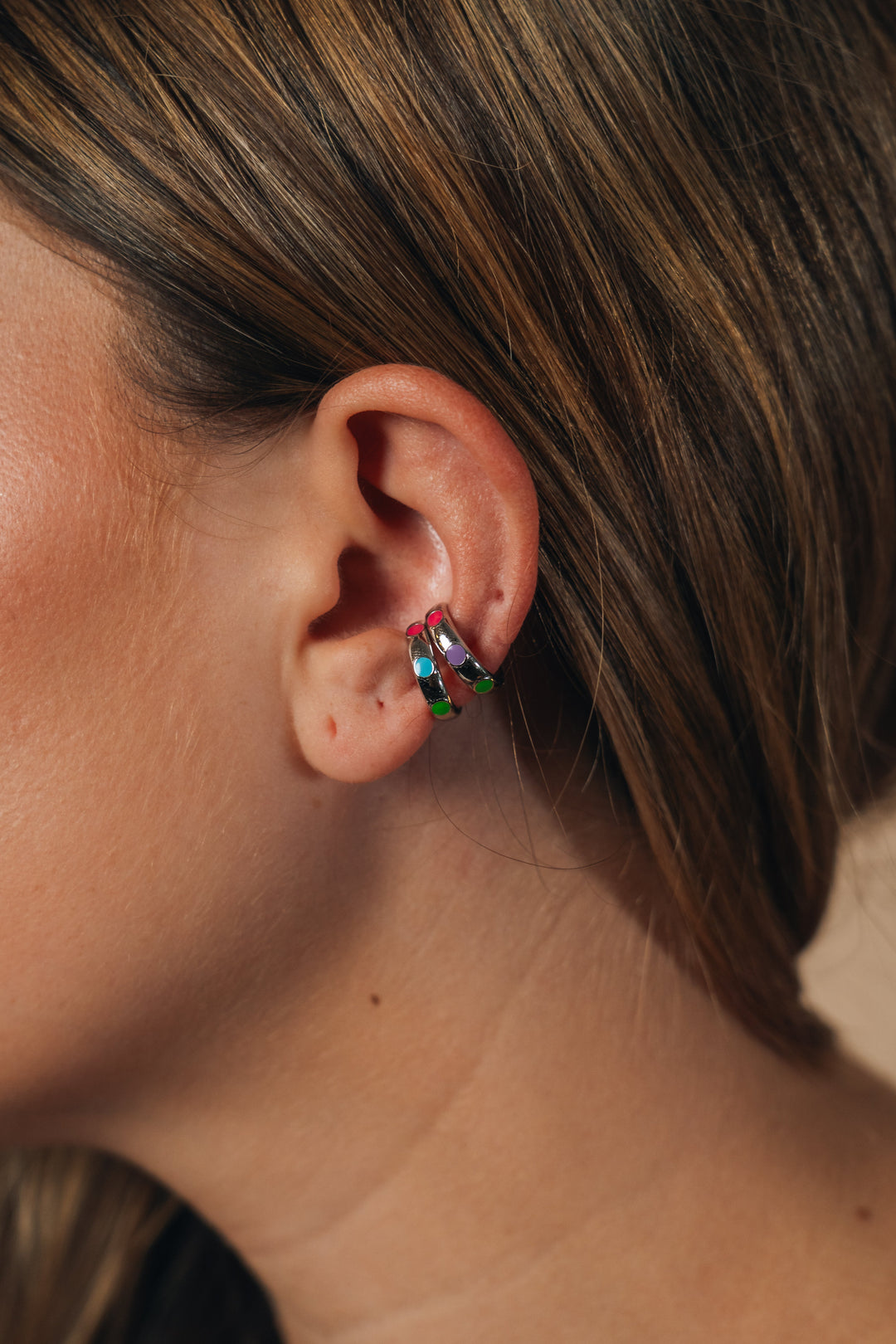 Sterling Silver Truvy Enamel Ear Cuff Set of 2