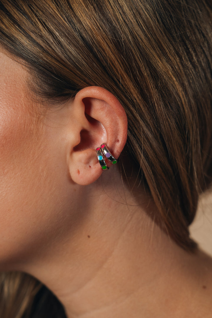 Sterling Silver Truvy Enamel Ear Cuff Set of 2