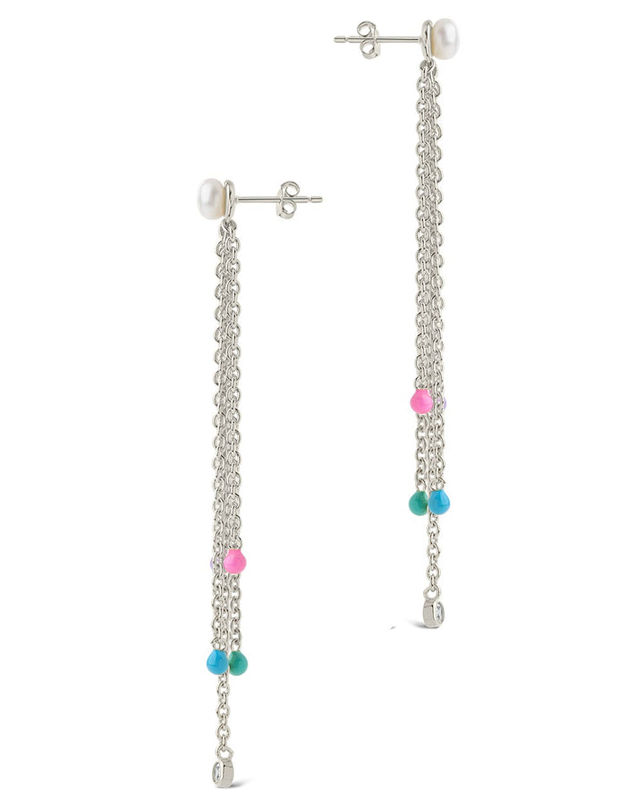 Delmare Enamel & Pearl Dangle Earrings