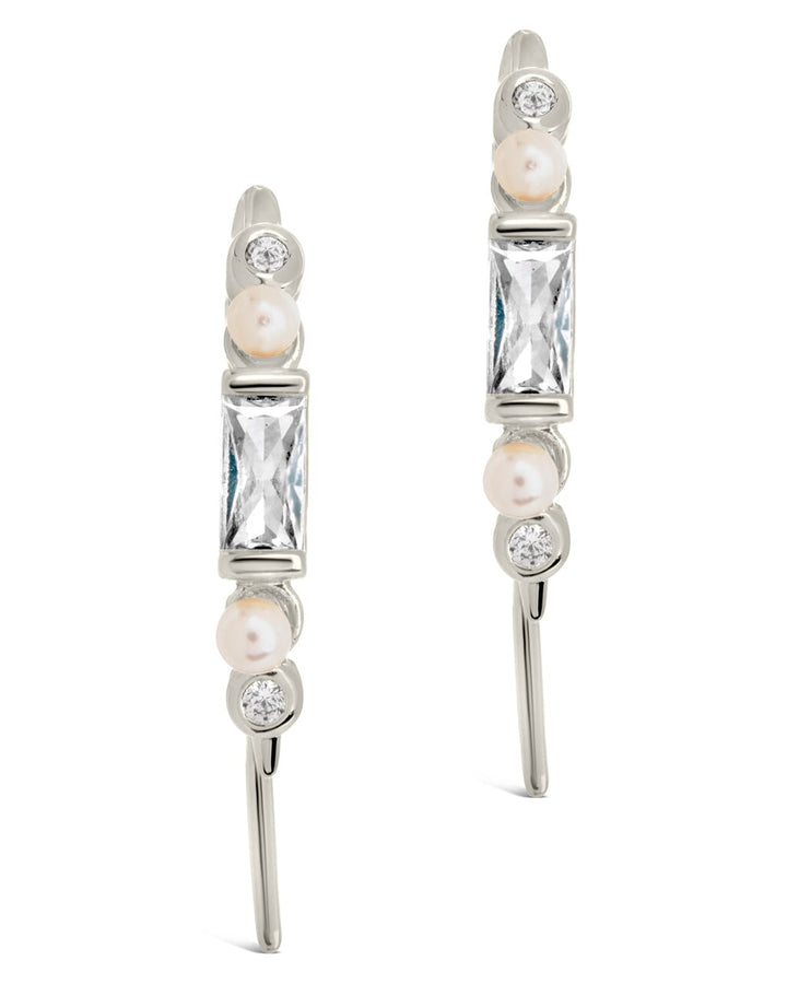 Nadia CZ & Pearl Threader Earrings