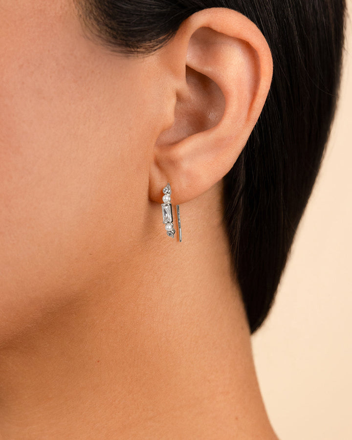 Nadia CZ & Pearl Threader Earrings