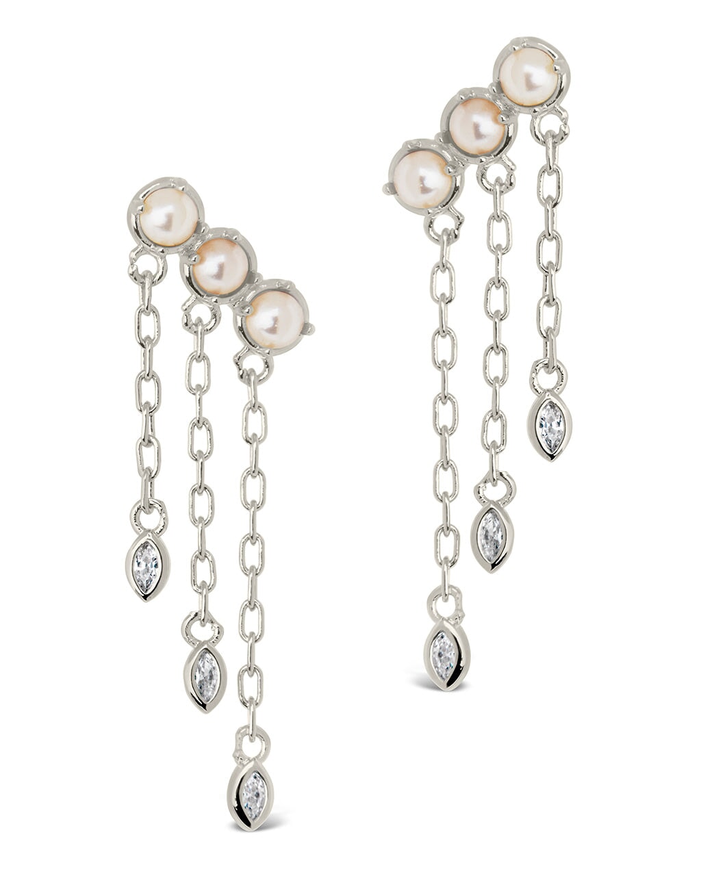 Rhiannon Dangling CZ & Pearl Tiered Stud Earrings