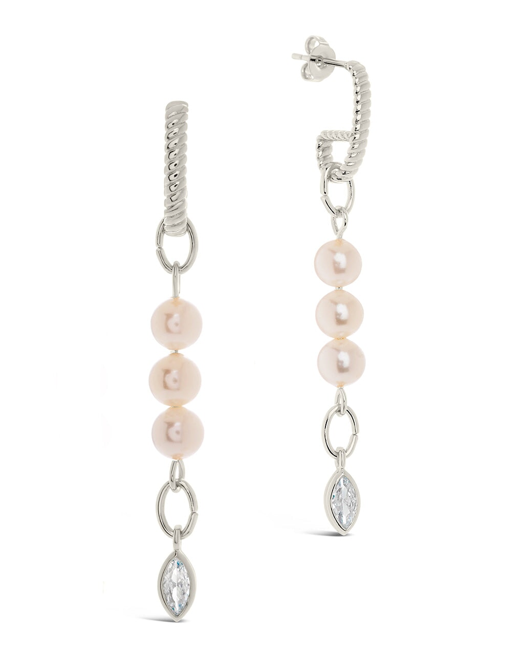 Ivanna CZ Charm Pearl Dangle Earrings