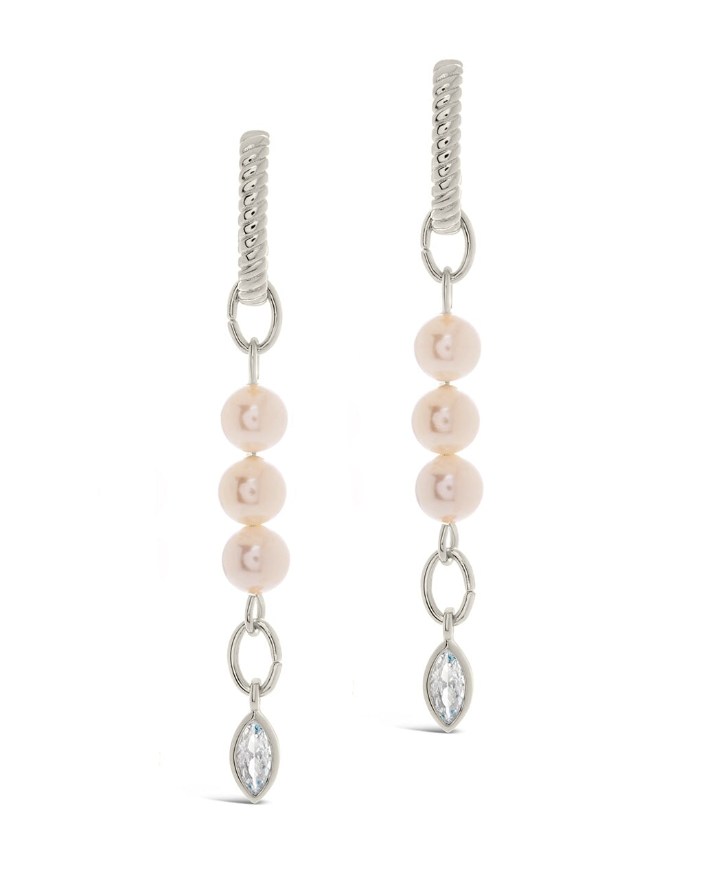 Ivanna CZ Charm Pearl Dangle Earrings