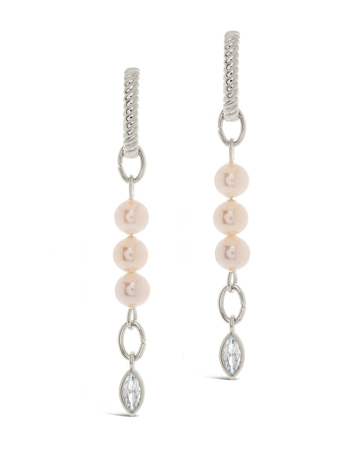 Ivanna CZ Charm Pearl Dangle Earrings