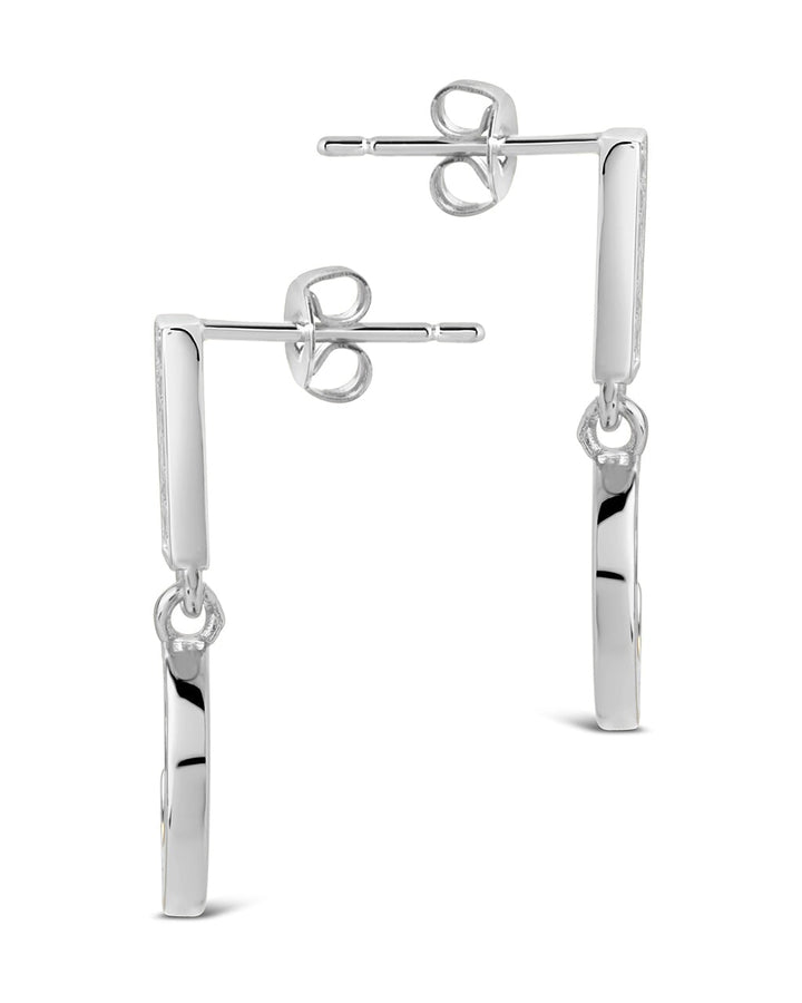 Valeria CZ & Moonstone Crescent Drop Stud Earrings