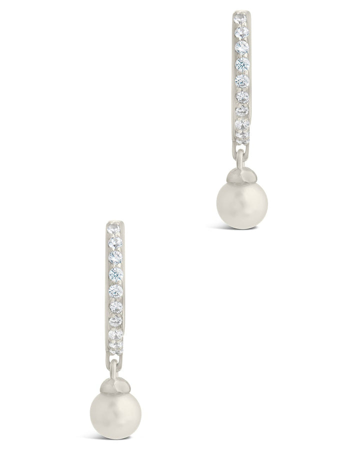 Sterling Silver Maggie CZ & Pearl Hoop Earrings