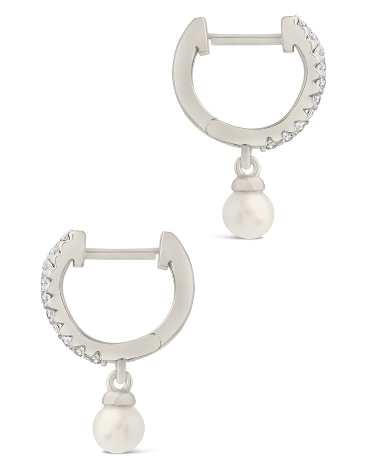 Sterling Silver Maggie CZ & Pearl Hoop Earrings