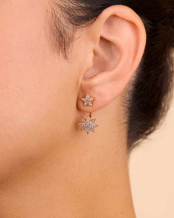 CZ Starburst Jacket Earrings