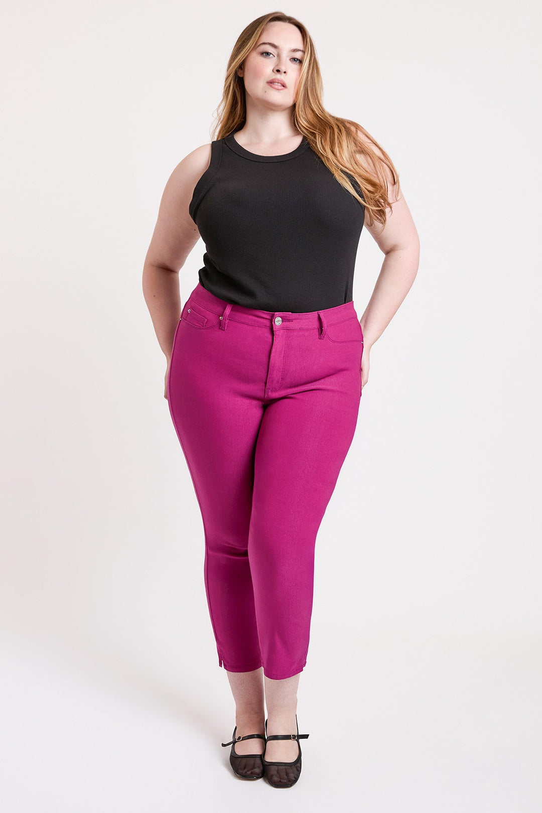 Women's Plus High Rise Hyperstretch Cropped Straight Pants