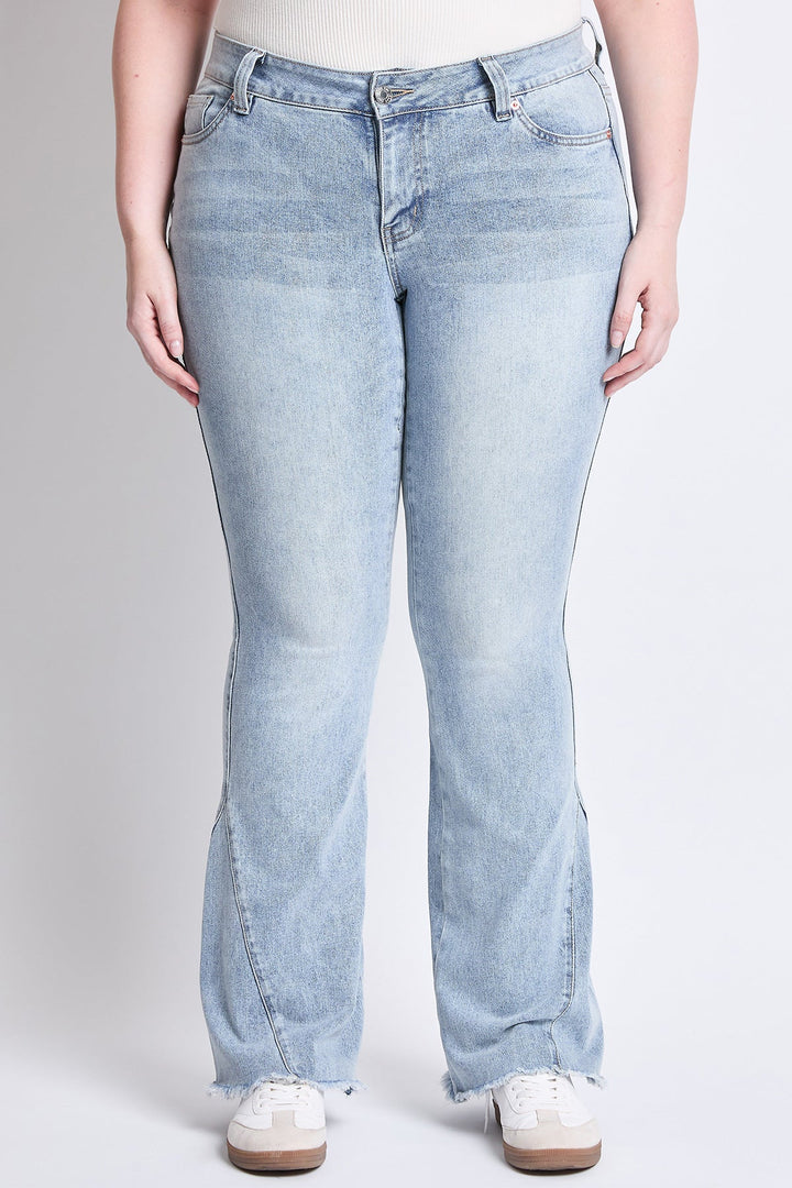 Women's Plus Low Rise Frayed Hem Flare Jeans