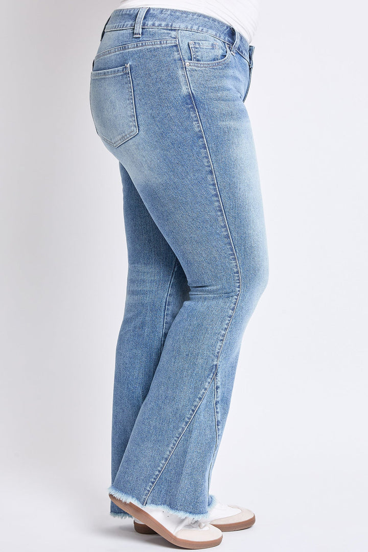 Women's Plus Low Rise Frayed Hem Flare Jeans