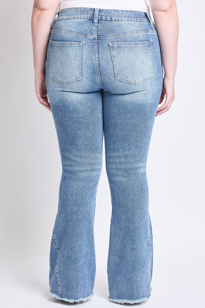 Women's Plus Low Rise Frayed Hem Flare Jeans