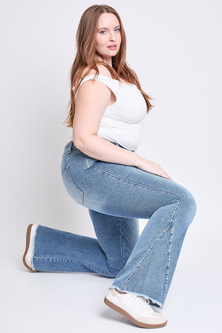 Women's Plus Low Rise Frayed Hem Flare Jeans