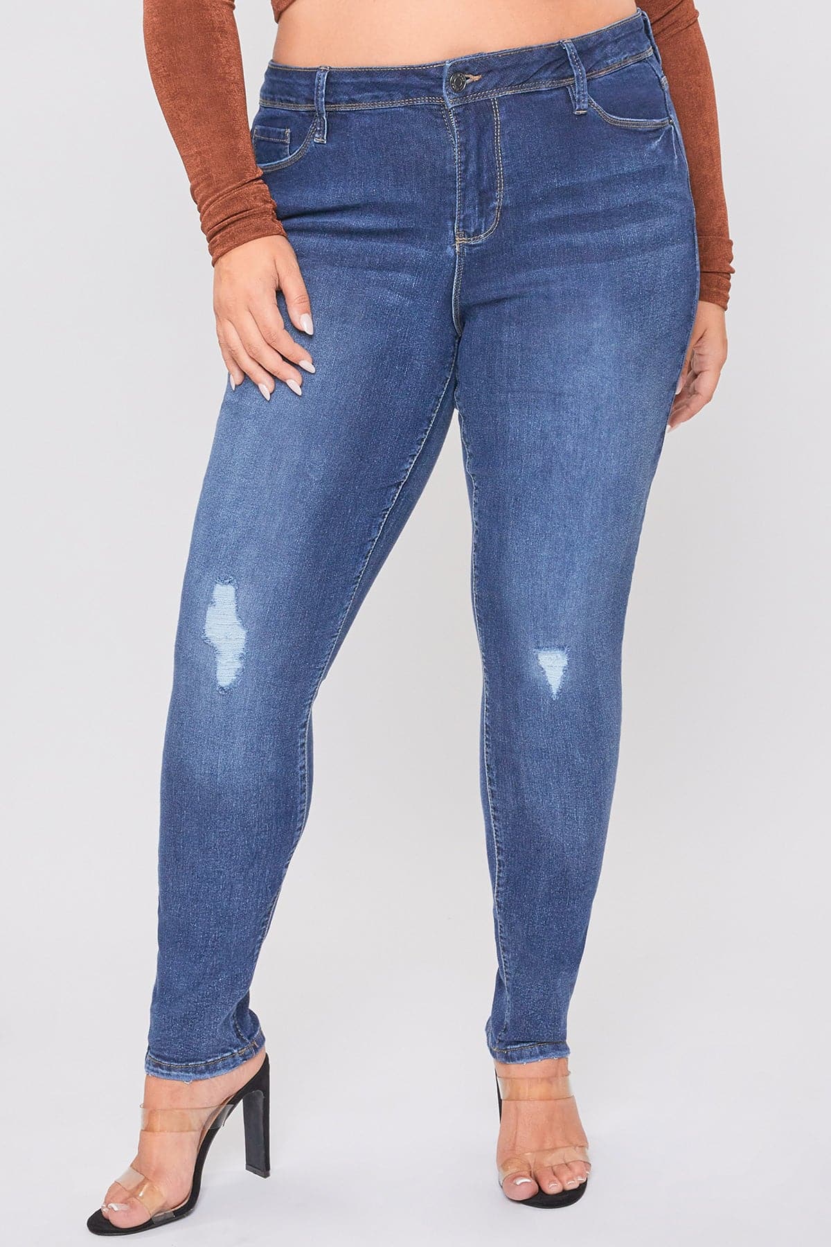 Women's Plus Essential Sustainable Distressed Skinny Jeans