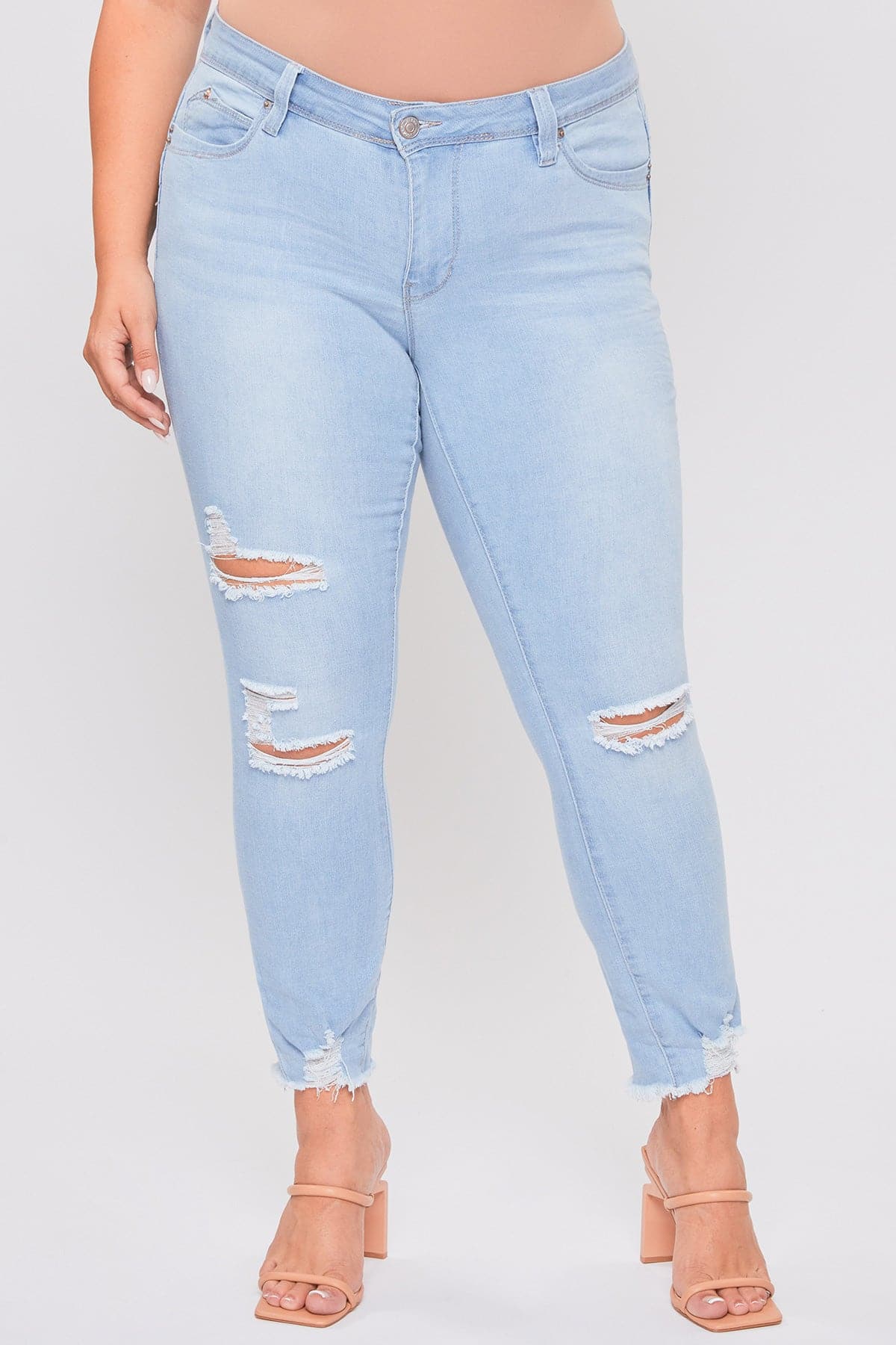 Women's Plus WannaBettaButt Distressed Denim Ankle Jeans