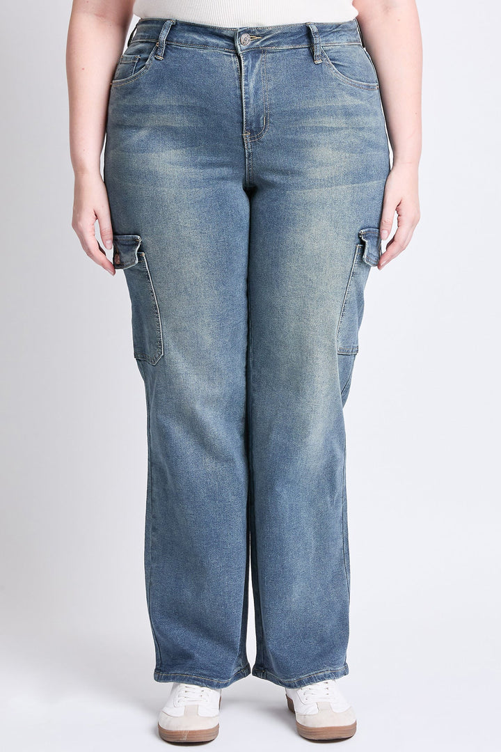 Women's Plus High Rise Wide Leg Skater Cargo Jeans