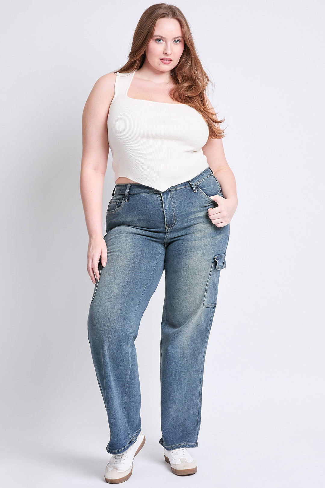 Women's Plus High Rise Wide Leg Skater Cargo Jeans