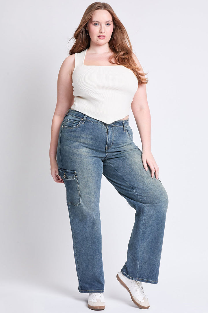 Women's Plus High Rise Wide Leg Skater Cargo Jeans