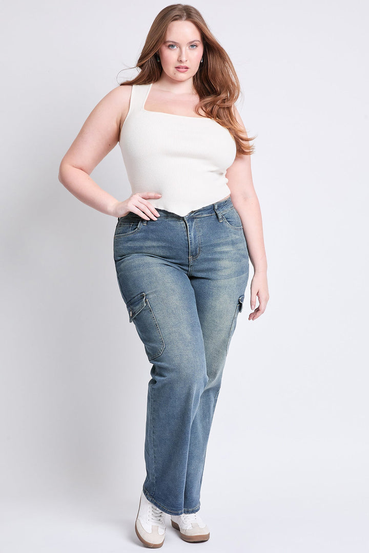 Women's Plus High Rise Wide Leg Skater Cargo Jeans