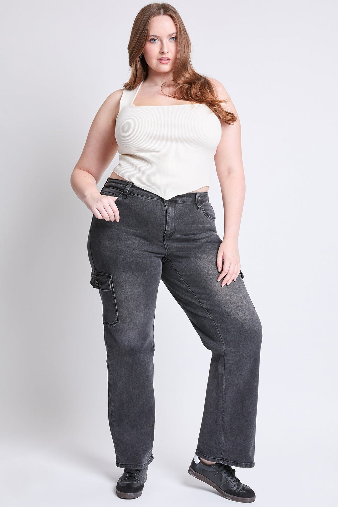 Women's Plus High Rise Wide Leg Skater Cargo Jeans