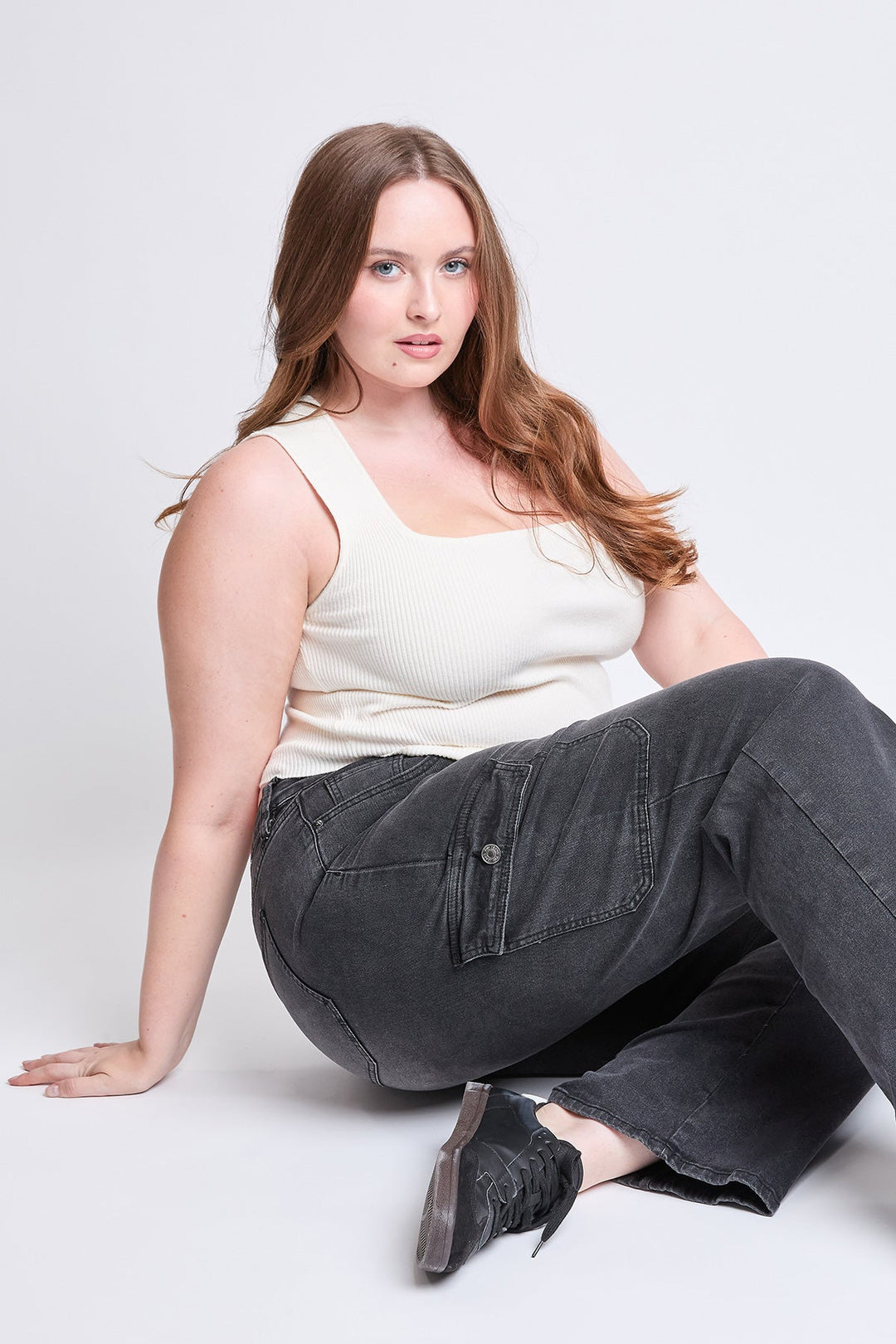 Women's Plus High Rise Wide Leg Skater Cargo Jeans