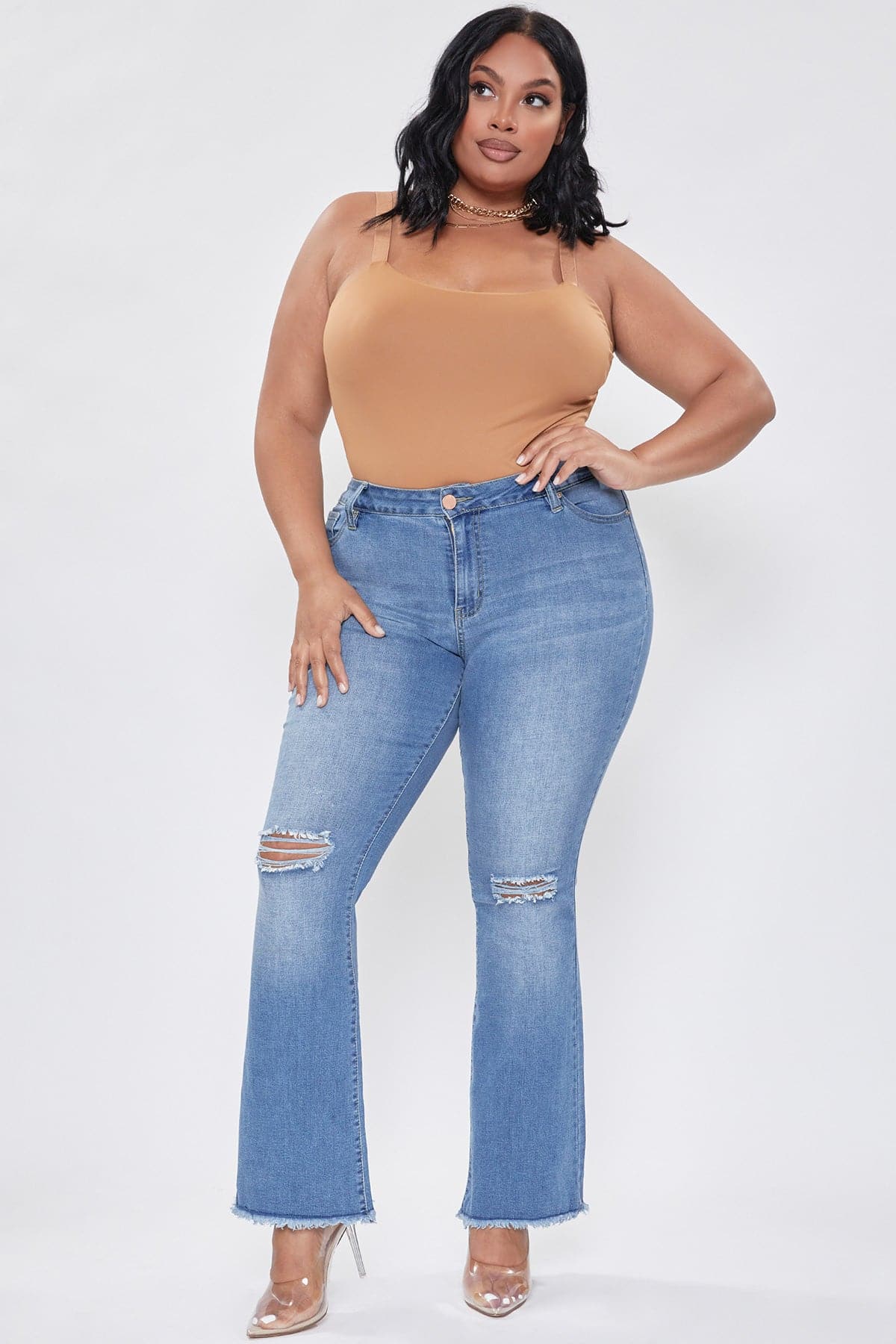 Women's Plus Distressed Super Flare Jeans