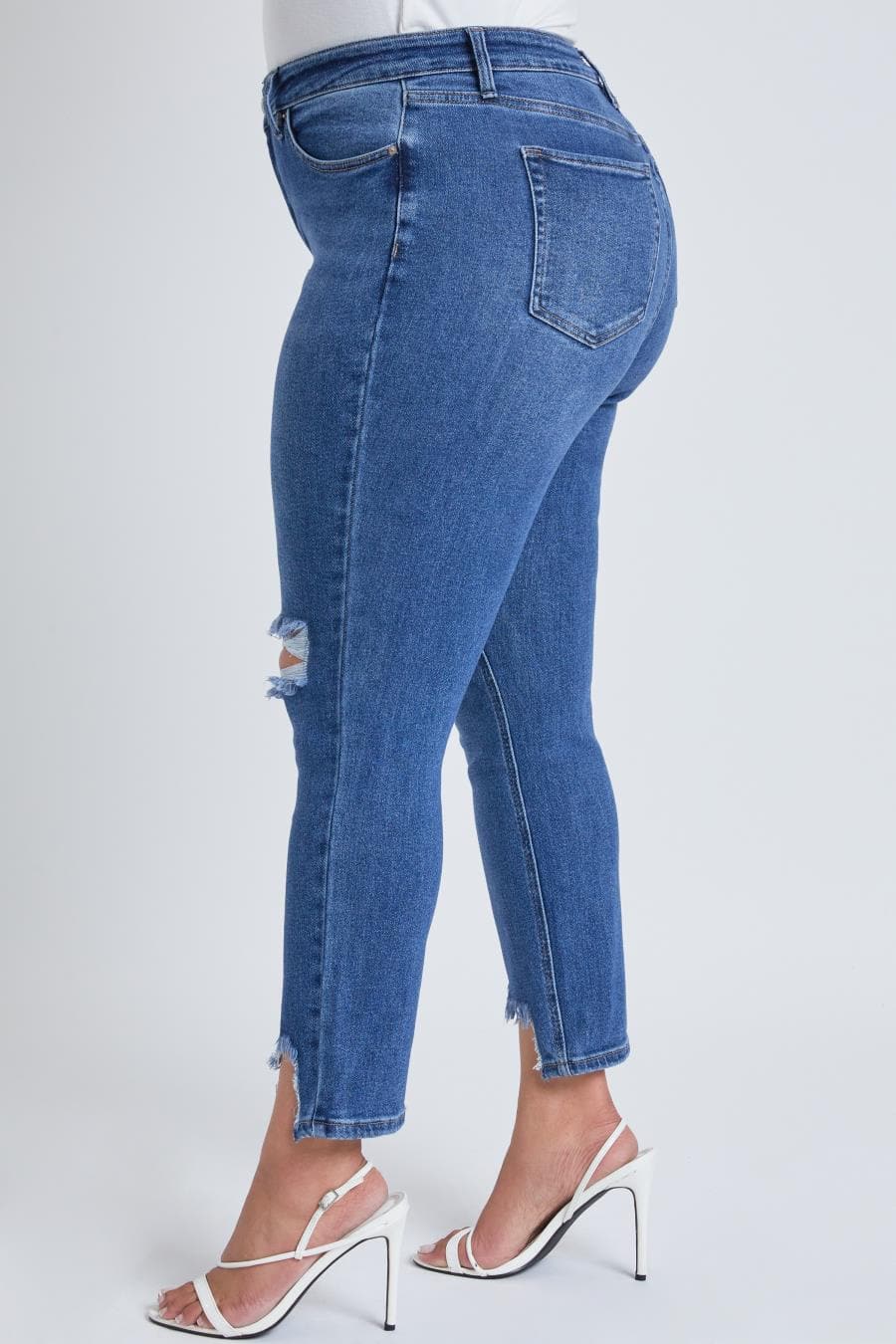 Women's Plus Dream Slim Straight Ankle Jeans With Hem Destruction