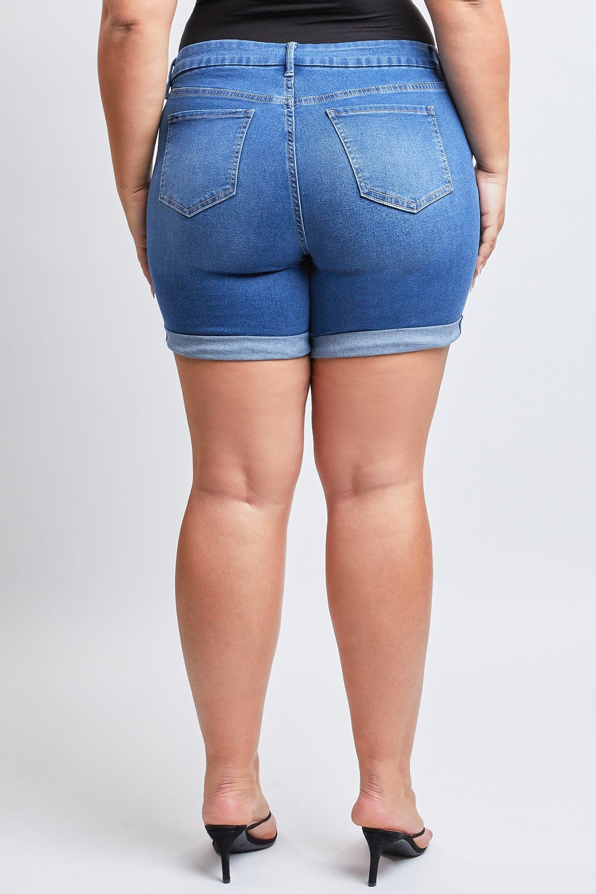 Women's Plus Curvy Fit Shorts With Rolled Cuffs