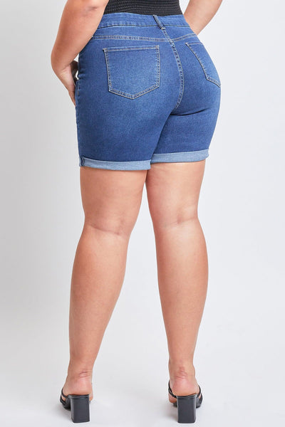 Women's Plus Curvy Fit Shorts With Rolled Cuffs