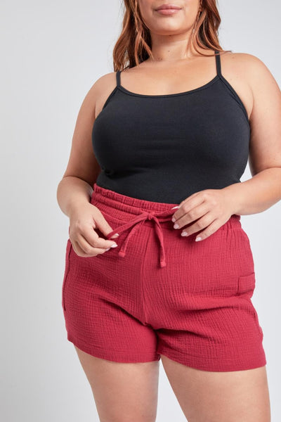 Women's Plus Size Cotton Shorts With Side Patch Pocket