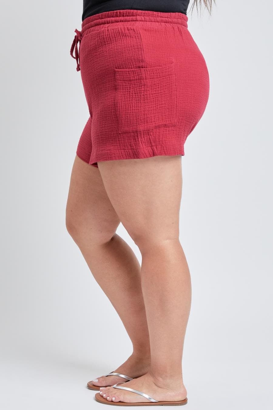 Women's Plus Size Cotton Shorts With Side Patch Pocket