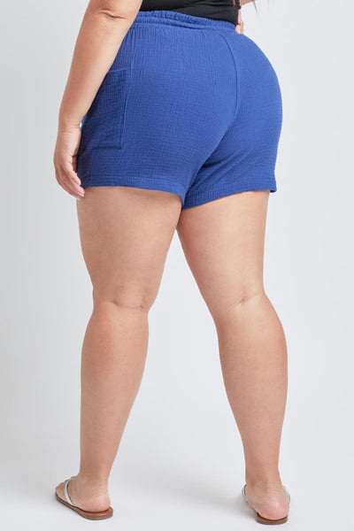 Women's Plus Size Cotton Shorts With Side Patch Pocket