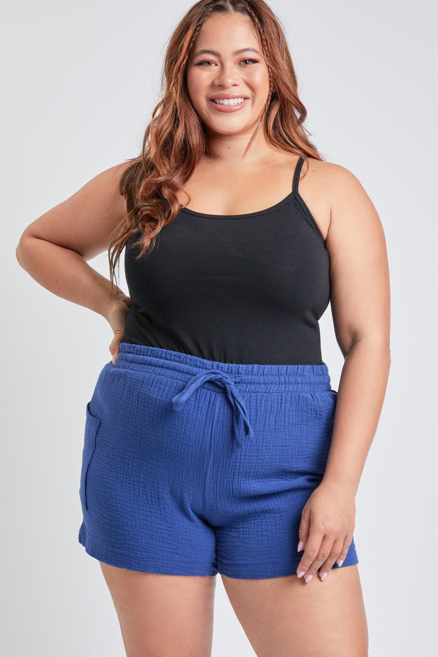 Women's Plus Size Cotton Shorts With Side Patch Pocket