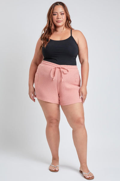 Women's Plus Size Cotton Shorts With Side Patch Pocket