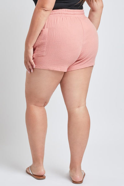 Women's Plus Size Cotton Shorts With Side Patch Pocket