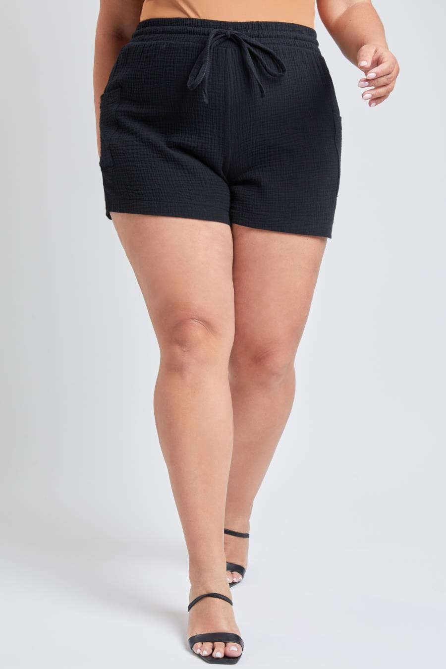 Women's Plus Size Cotton Shorts With Side Patch Pocket