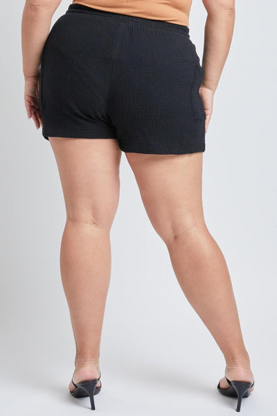 Women's Plus Size Cotton Shorts With Side Patch Pocket